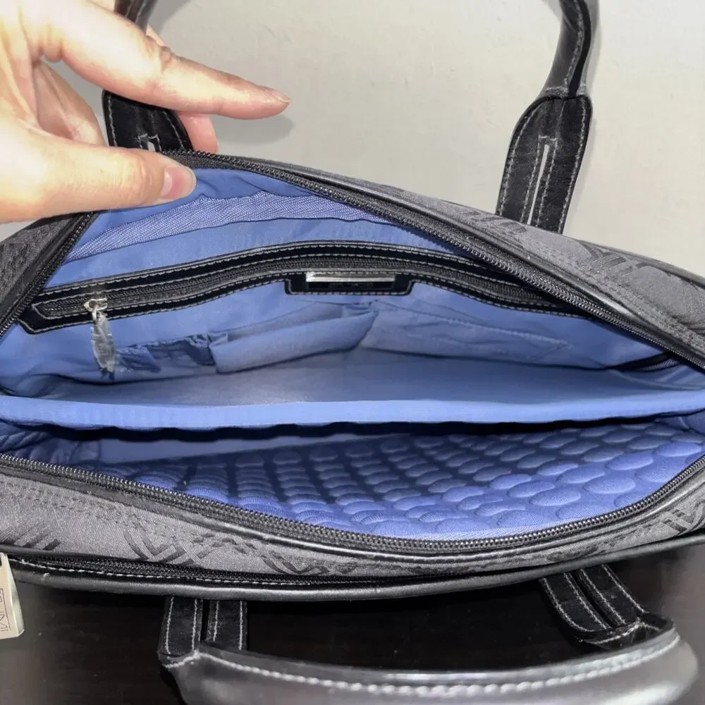 TUMI Black T Monogram Jacquard Nylon Canvas Laptop Briefcase Bag **MISSING STRAP